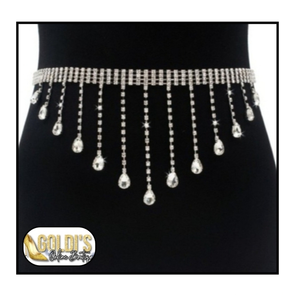 💗Silver Rhinestone Chain Belt!